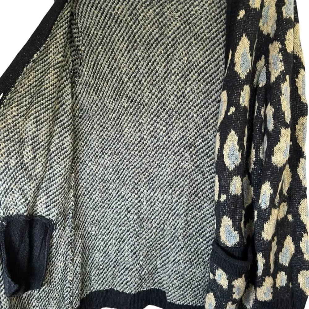 Y2K Monroe & Main Leopard Print Longline Cardigan Sweater Sz Small Indie Boho